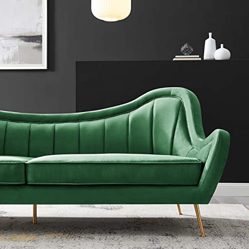 Modway EEI-5874-EME Cheshire Channel Tufted Performance Velvet Sofa, Emerald