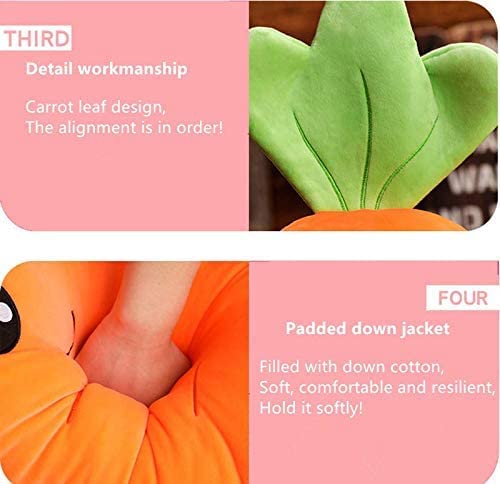 JOSON Orange Imitation Carrot Pillow, Children's Sleeping Pillow Doll, Plush Toy pad, Used for Bedroom, Sofa and Office Decoration （17.7inch）