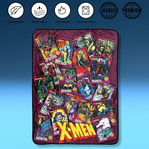 Marvel X-Men Trading Cards Villians by Jim Lee Flannel Throw Super Soft Lightweight Fleece Blanket 45 x 60 Inches