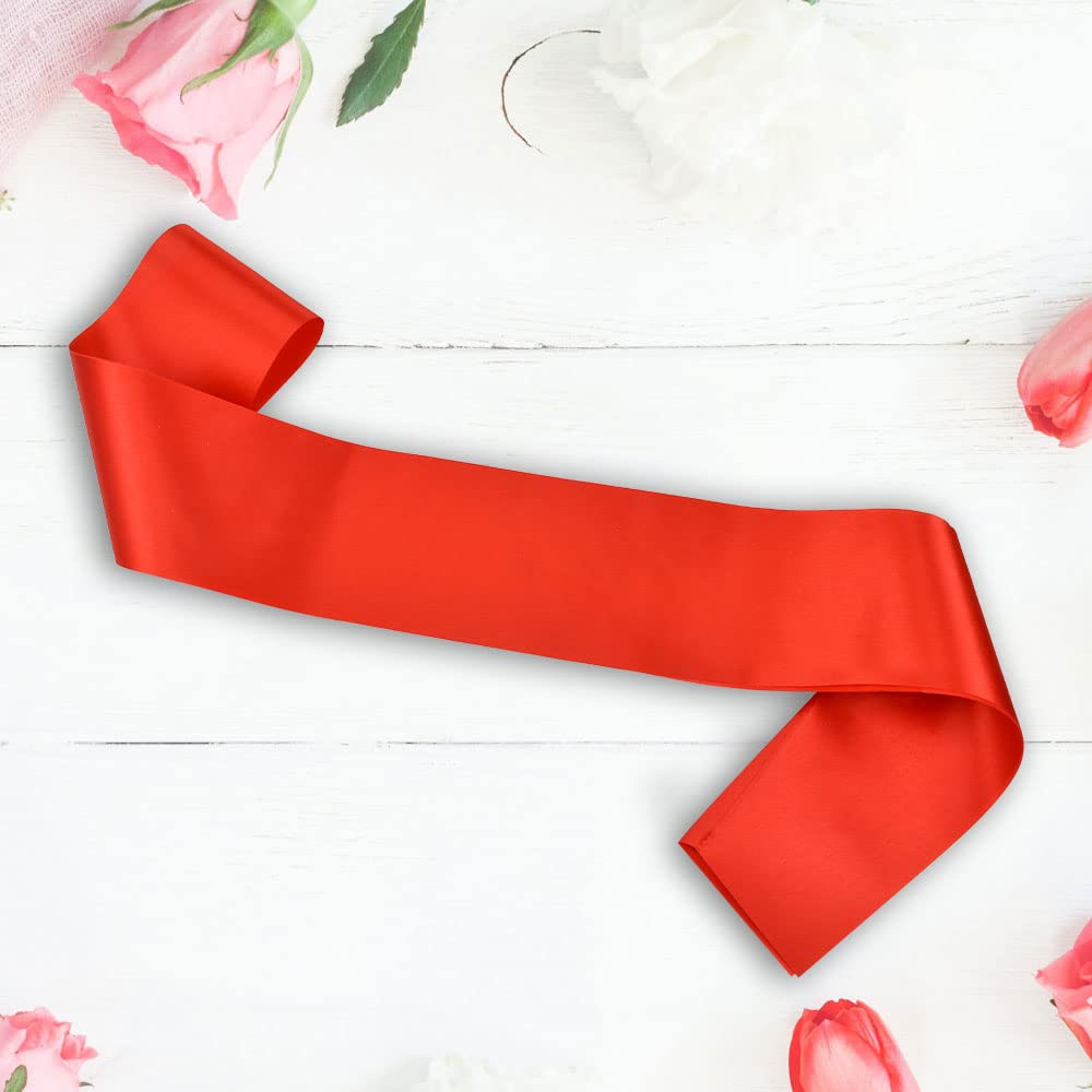 GDTO8820 CoolerthingsDG, 4 Pcs Blank Satin Sashes Plain Sashes Party Accessory for Graduation Wedding Party, Satin Sashes Pageant, Make Your Own Sashes, Red Party Plain Pageant Sashes(Red)