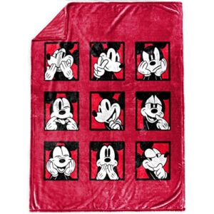 Disney Mickey Mouse Expressions Throw Blanket - Measures 50 x 70 inches - Fade Resistant Super Soft Fleece Bedding (Official Product)