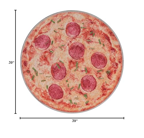 Well Woven Pizza Pie 3'3" Round Orange Area Rug