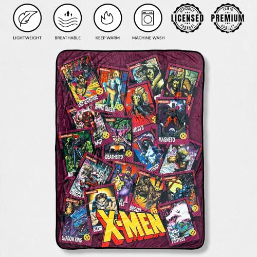 Marvel X-Men Trading Cards Villians by Jim Lee Flannel Throw Super Soft Lightweight Fleece Blanket 45 x 60 Inches