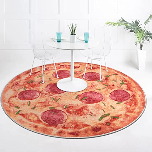 Well Woven Pizza Pie 3'3" Round Orange Area Rug