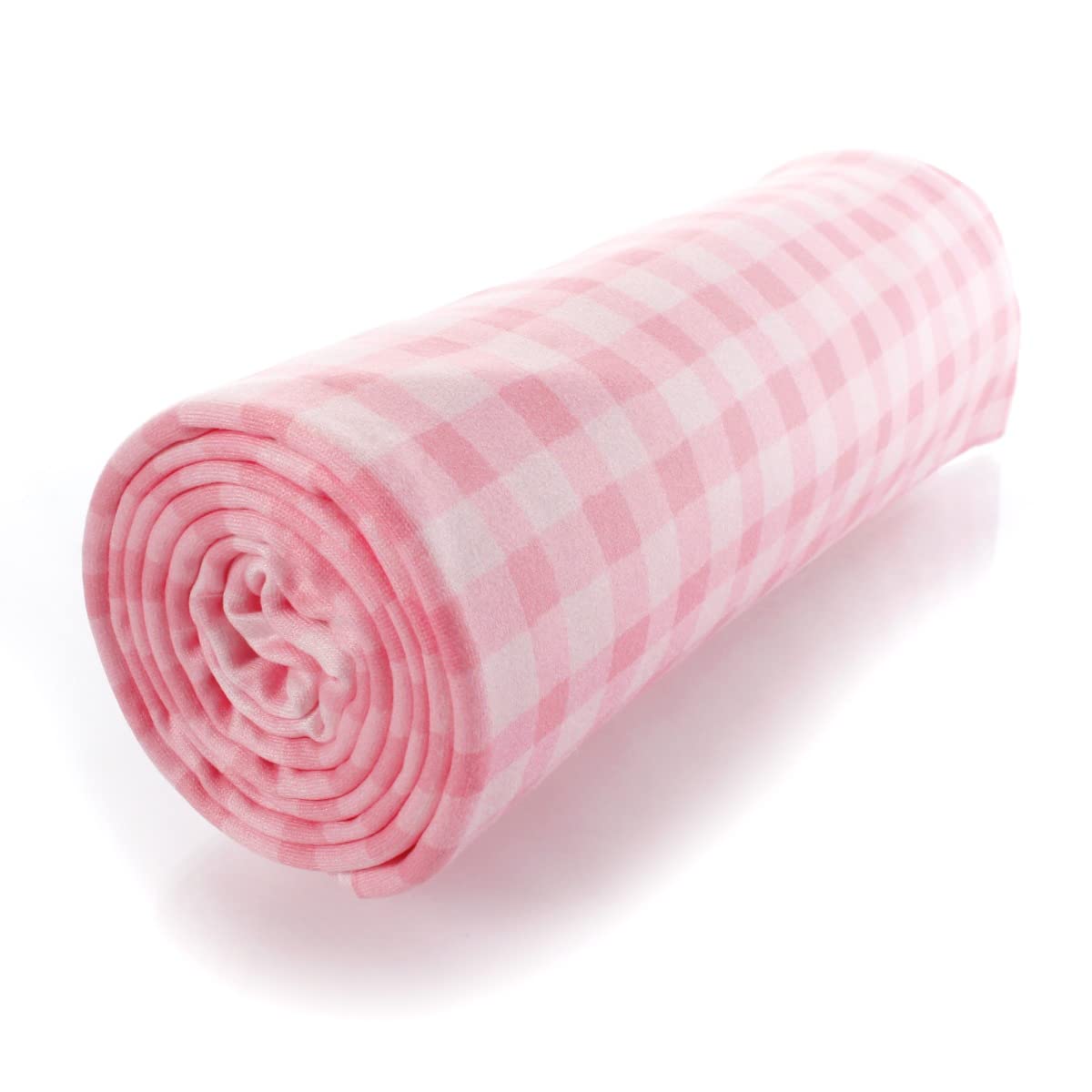 Pink Gingham Plaid DBP Fabric - Double Brushed Polyester 4 Way Stretch - 1/2 yard