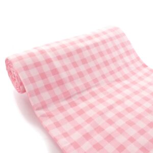 Pink Gingham Plaid DBP Fabric - Double Brushed Polyester 4 Way Stretch - 1/2 yard