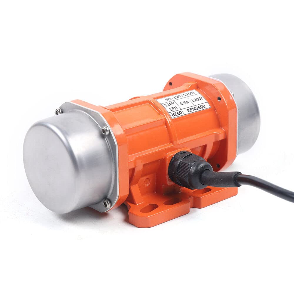 Concrete Vibrator Vibration Motor AC 110V 120W Electric Vibrating Motor Single Phase 3600 RPM Asynchronous Vibration Motor 6.6ft Cable for Shaker Table