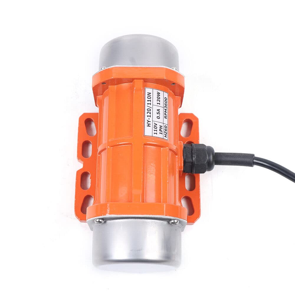 Concrete Vibrator Vibration Motor AC 110V 120W Electric Vibrating Motor Single Phase 3600 RPM Asynchronous Vibration Motor 6.6ft Cable for Shaker Table