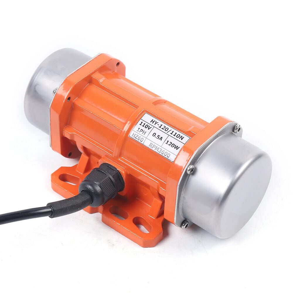 Concrete Vibrator Vibration Motor AC 110V 120W Electric Vibrating Motor Single Phase 3600 RPM Asynchronous Vibration Motor 6.6ft Cable for Shaker Table