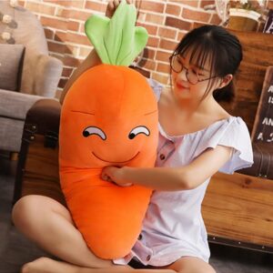 JOSON Orange Imitation Carrot Pillow, Children's Sleeping Pillow Doll, Plush Toy pad, Used for Bedroom, Sofa and Office Decoration （17.7inch）