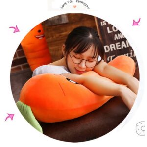 JOSON Orange Imitation Carrot Pillow, Children's Sleeping Pillow Doll, Plush Toy pad, Used for Bedroom, Sofa and Office Decoration （17.7inch）