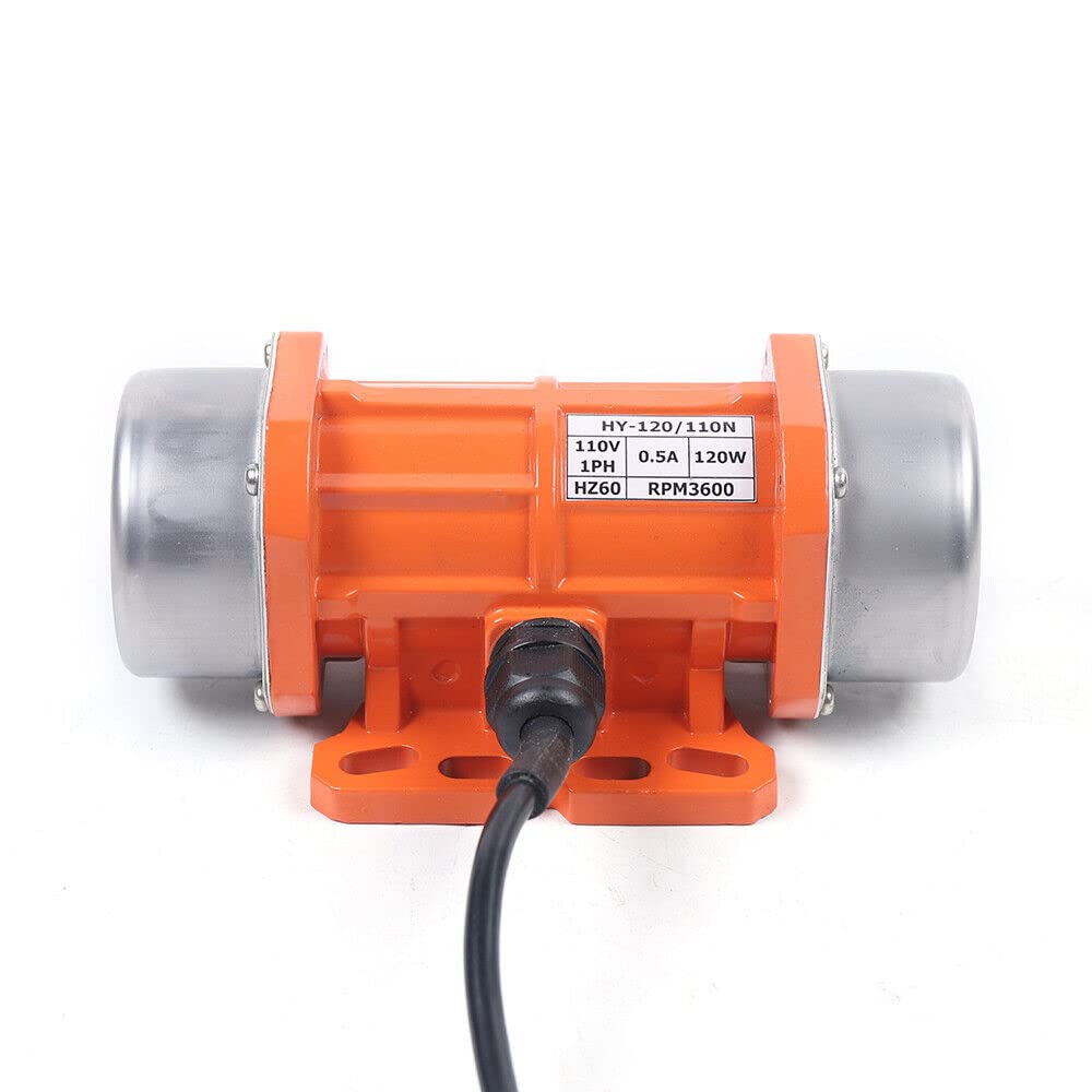 Concrete Vibrator Vibration Motor AC 110V 120W Electric Vibrating Motor Single Phase 3600 RPM Asynchronous Vibration Motor 6.6ft Cable for Shaker Table