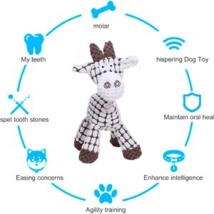 Donkey Shape Pet Dog,Chew Toys with Squeakers,Stuffed Squeaker Dog Toyfor Puppy, Small, Medium Dogs (Creamy-White)