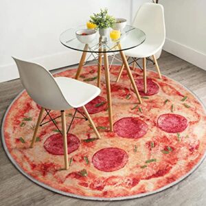 well woven pizza pie 3'3" round orange area rug