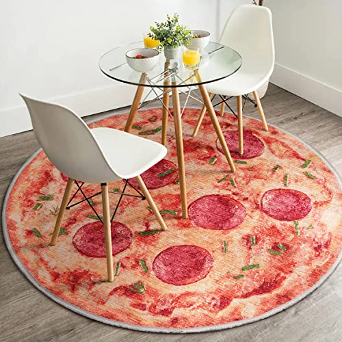 Well Woven Pizza Pie 3'3" Round Orange Area Rug