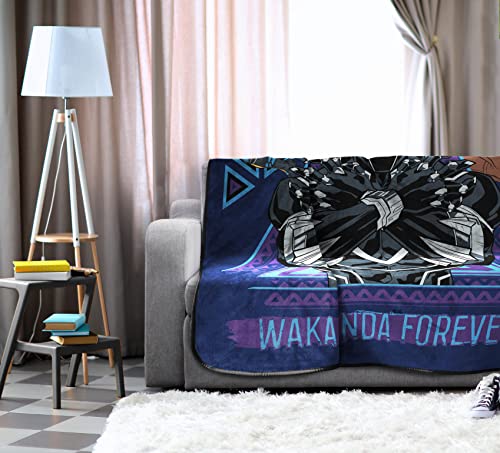 Marvel Black Panther Wakanda Forever Blanket - Measures 60 x 90 inches, Kids Bedding Features Shuri & Okoye - Fade Resistant Super Soft Fleece (Official Product)