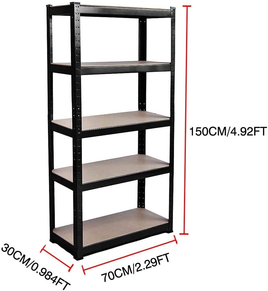 Garage Storage Shelves, 5-Tier Adjustable Metal Shelves for Storage, Shelving Unit Utility Rack Shelves for Warehouse Pantry Closet Kitchen, Organization Multipurpose Shelf 28"L x 12" D x 59" H, Black