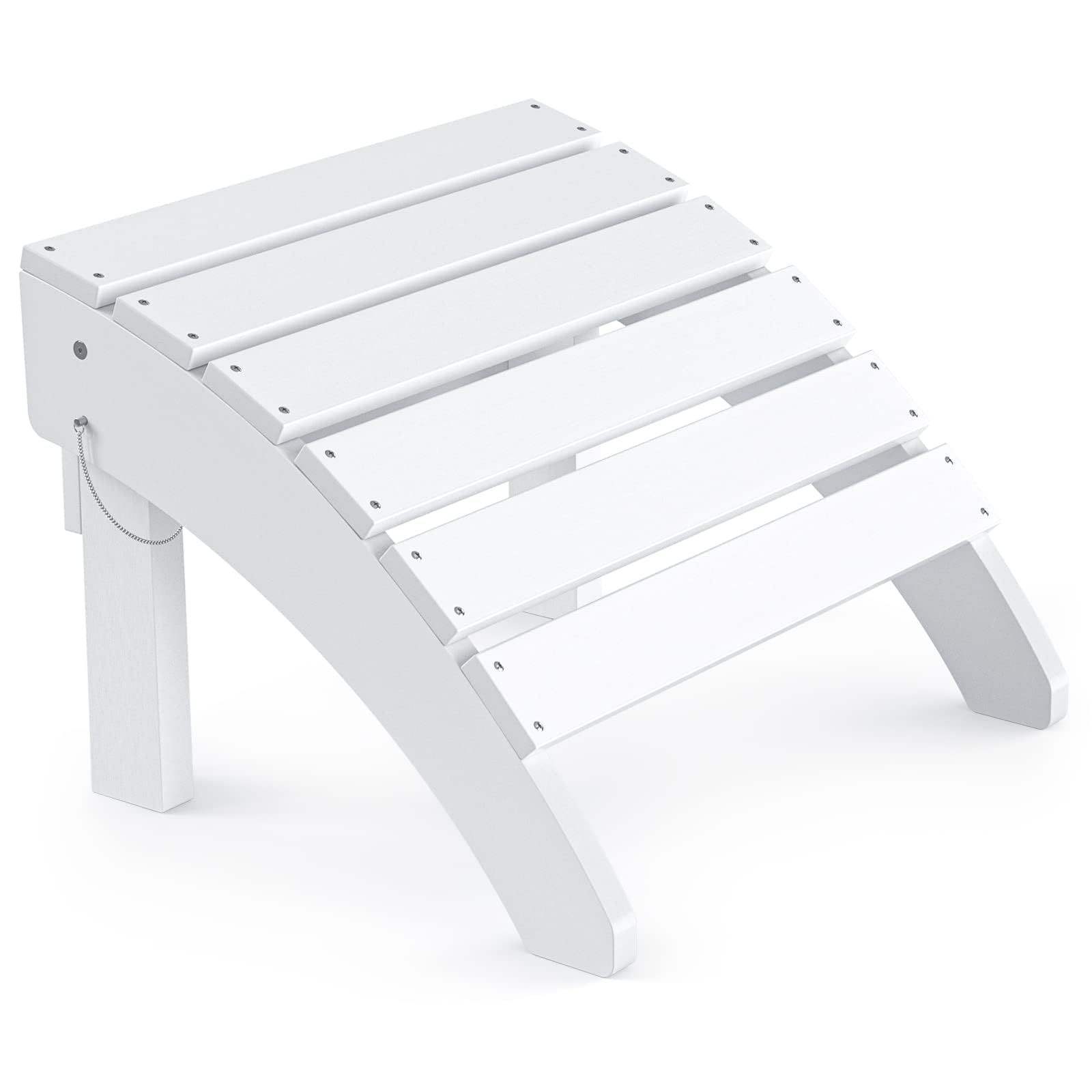 Cecarol Folding Adirondack Ottoman for Adirondack Chair, Folding Easily Adirondack Footstool Without Assembly, Ottoman for Outdoor Porch, Yard, Garden, White-ACO01