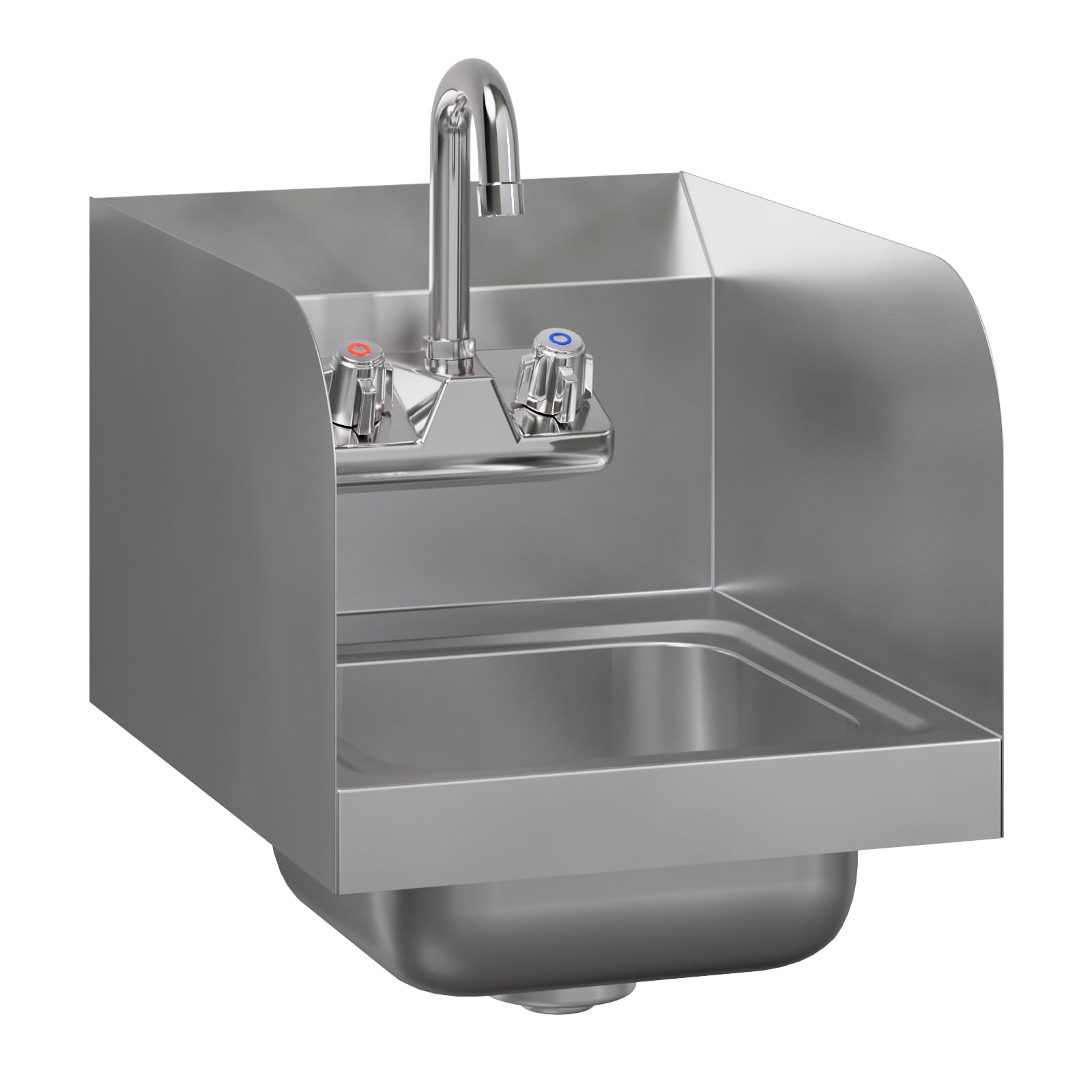 AmGood Stainless Steel Wall Mount Hand Sink with Faucet and Sidesplash 12" x 16" | NSF Commercial Hand Washing Basin For Restaurant, Kitchen and Home | Bowl Size: 9" x 9"