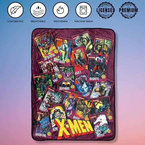 Marvel X-Men Trading Cards Villians by Jim Lee Flannel Throw Super Soft Lightweight Fleece Blanket 45 x 60 Inches