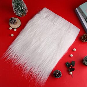 Lusofie 5Pcs White Fur Fabric 10 x 10 Inch Faux Fur Fabric Square Shaggy Fur Fabric Patches White Fur for Craft Chair Cover Seat Cushion Pad Costume Sewing Gnomes Christmas Decors