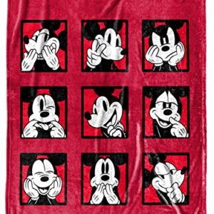 Disney Mickey Mouse Expressions Throw Blanket - Measures 50 x 70 inches - Fade Resistant Super Soft Fleece Bedding (Official Product)