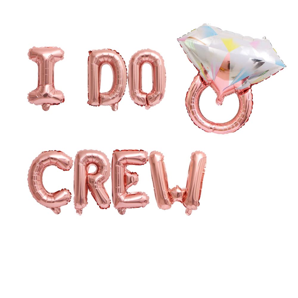 KUNGOON I Do Crew Balloons Banner,I Do Engagement Party Sign, Diamond Ring Theme Bridal Shower/Bachelorette/Wedding/Anniversary Party Supplies Decorations.(Rose Gold)