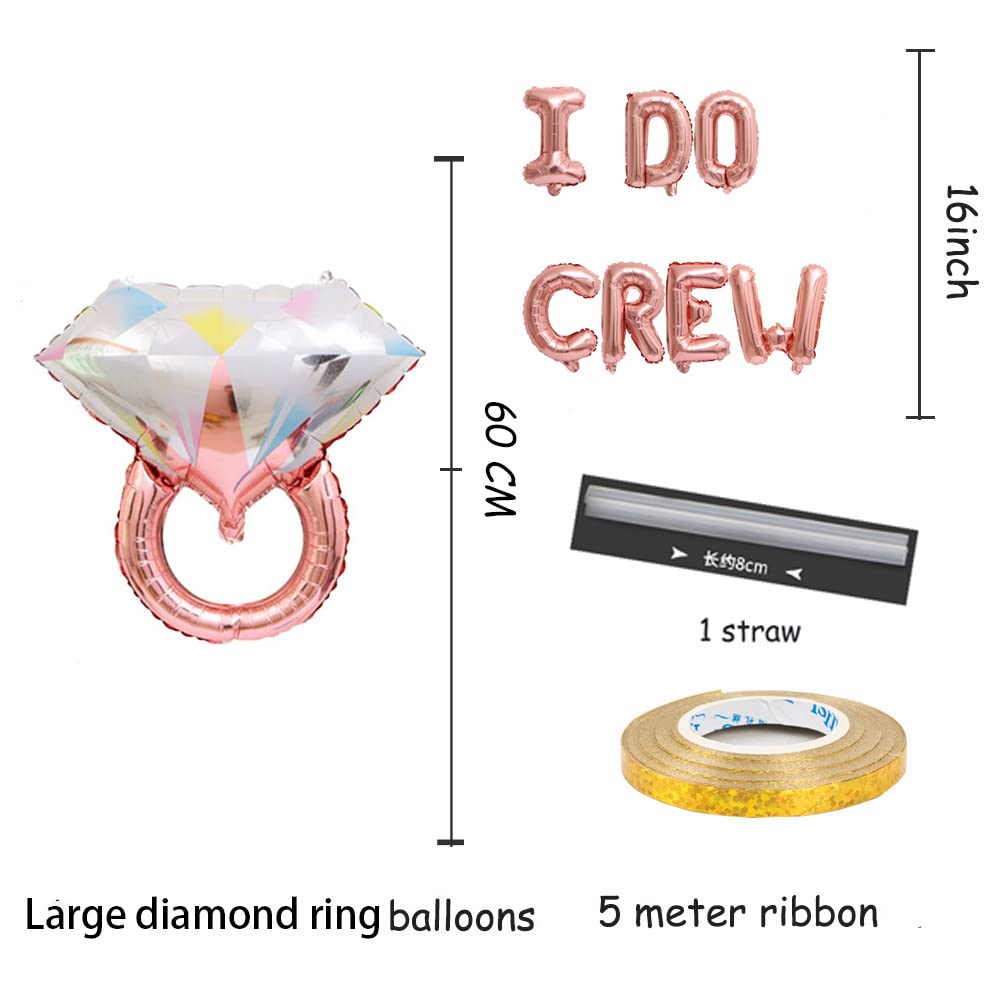 KUNGOON I Do Crew Balloons Banner,I Do Engagement Party Sign, Diamond Ring Theme Bridal Shower/Bachelorette/Wedding/Anniversary Party Supplies Decorations.(Rose Gold)