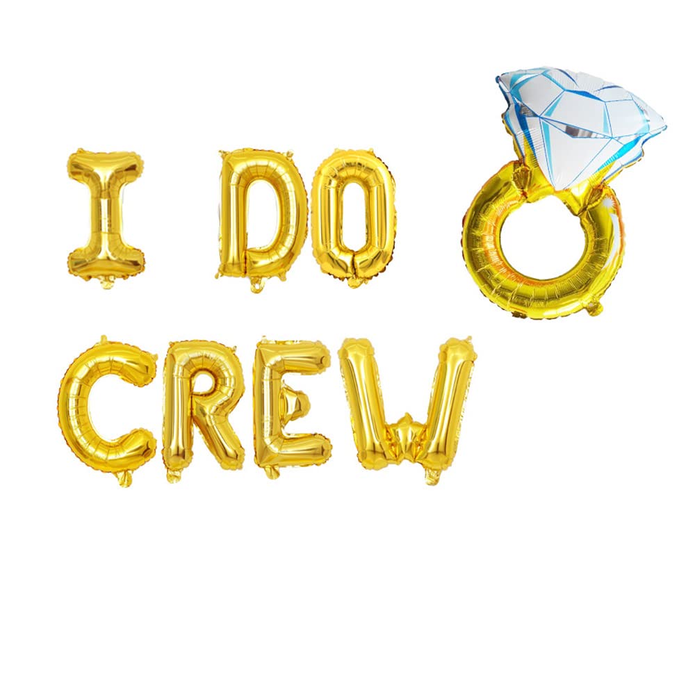 KUNGOON I Do Crew Balloons Banner,I Do Engagement Party Sign,Ring Theme Bridal Shower/Bachelorette/Wedding/Anniversary Party Supplies Decorations. (Gold)