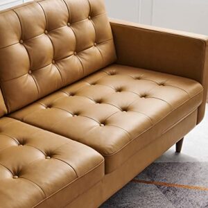 Modway Exalt Tufted Vegan Leather Sofa, Tan