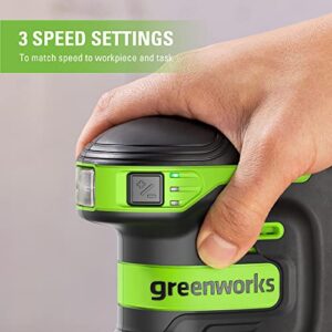 Greenworks 24V Orbital Sander Kit, 5" Random Sander Variable Speed, 2Ah Battery and Charger Included