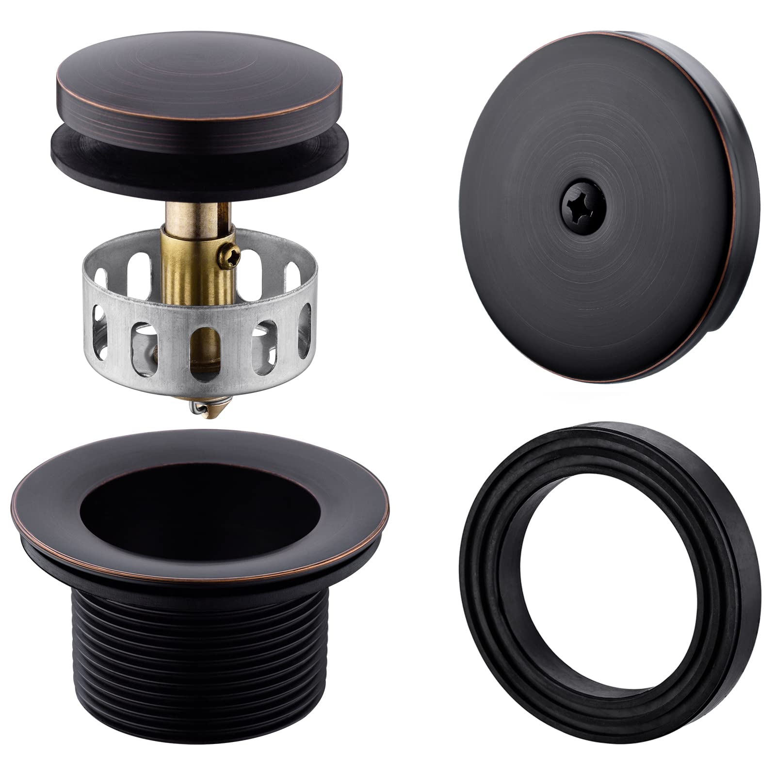 Anpean Brass Tip-Toe Bath Tub Drain Kit with Basket Strainer, Oil Rubbed Bronze