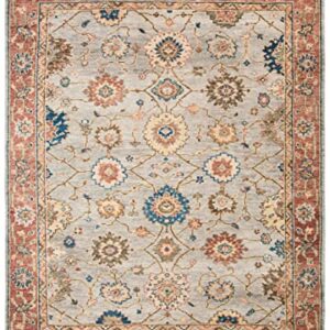 SAFAVIEH Samarkand Collection Area Rug - 10' x 14', Grey & Red, Hand-Knotted Wool, Ideal for High Traffic Areas in Living Room, Bedroom (SRK111F)