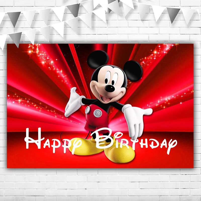 Mickey Mouse Backdrop for 1st Birthday 5x3ft Red Christmas Mickey Mouse Background Birthday Decorations for Kids Classic Mickey Mouse Baby Shower Banner for Boys