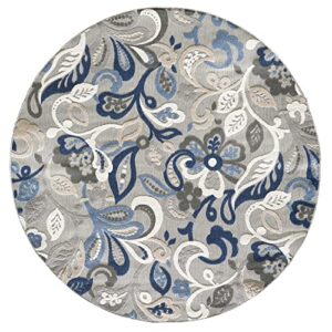 HomeRoots 2’ x 4’ Blue Gray Jacobean Floral Indoor Outdoor Area Rug