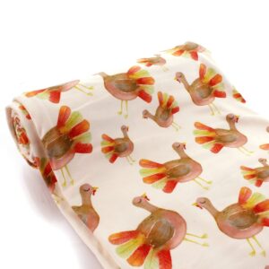 watercolor thanksgiving turkeys dbp fabric - double brushed polyester 4 way stretch - 1 yard