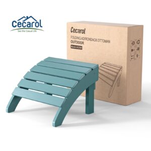 Cecarol Folding Adirondack Ottoman for Adirondack Chair, Folding Easily Adirondack Footstool Without Assembly, Ottoman for Outdoor Porch, Yard, Garden, White-ACO01