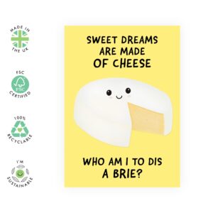 CENTRAL 23 Funny Birthday Cards for Men and Women - Funny Cards - Food Pun Humor - 'Sweet Dreams Are Made Of Cheese' - Friend Birthday Card - Comes With Fun Stickers