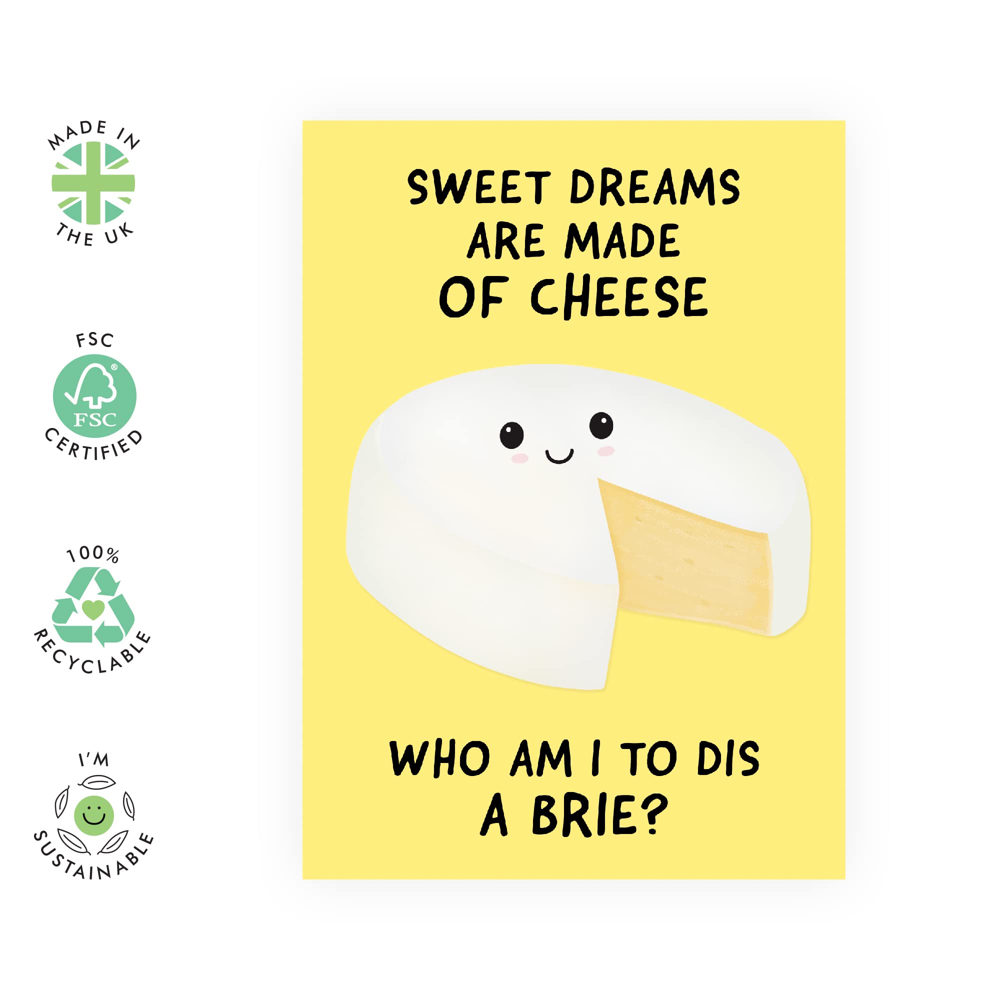 CENTRAL 23 Funny Birthday Cards for Men and Women - Funny Cards - Food Pun Humor - 'Sweet Dreams Are Made Of Cheese' - Friend Birthday Card - Comes With Fun Stickers