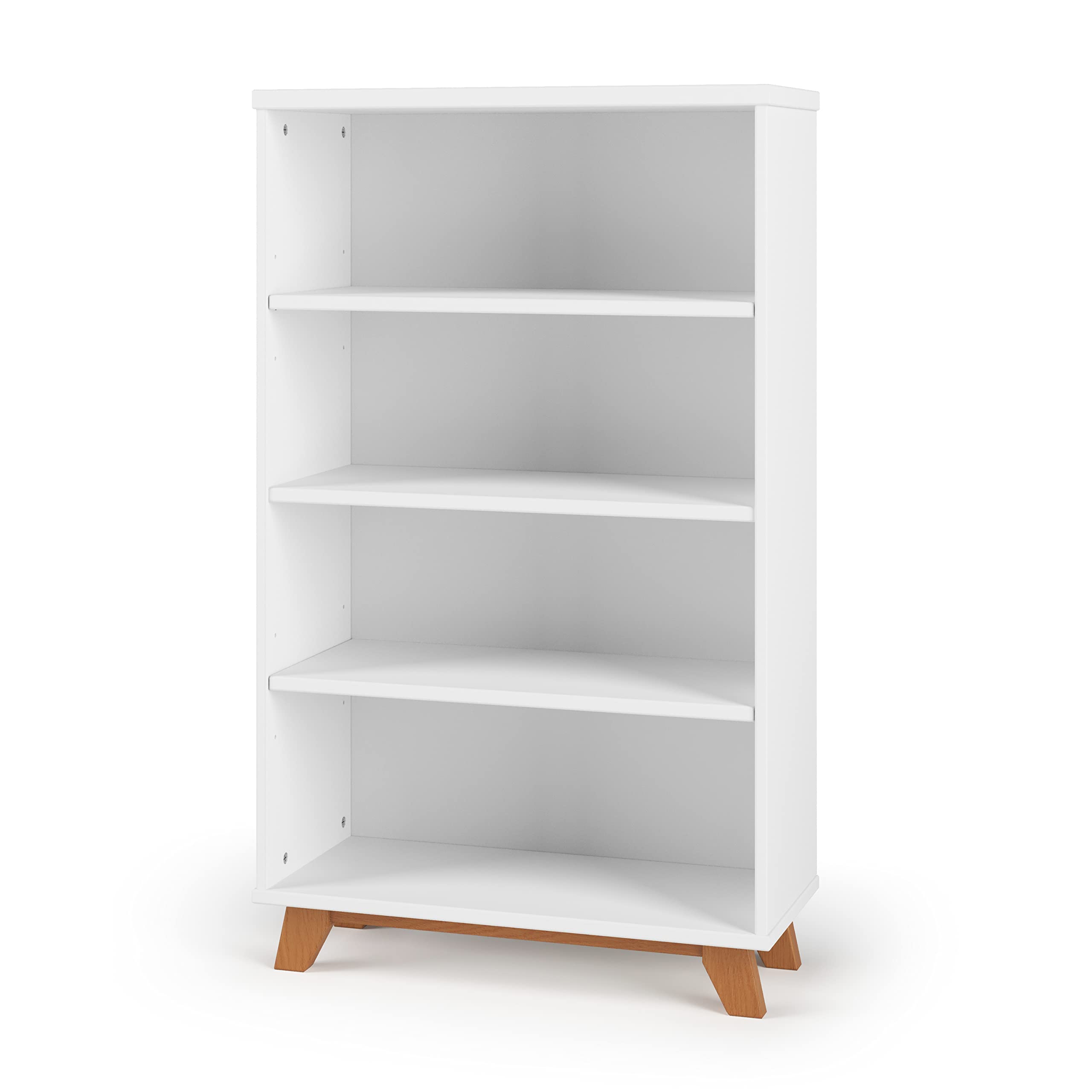 Child Craft SOHO 50” 4 Shelf Bookcase for Nursery or Bedroom, Plenty of Storage, Anti-Tip Kit Included to Prevent Tipping, Non-Toxic, Baby Safe Finish (White/Natural)