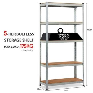 Garage Storage Shelves, 5-Tier Adjustable Metal Shelves for Storage, Shelving Unit Utility Rack Shelves for Warehouse Pantry Closet Kitchen, Organization Multipurpose Shelf 28"L x 12" D x 59" H, Black