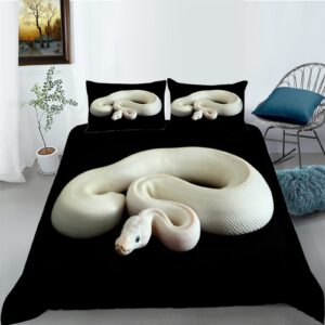 LTAETHC Duvet Cover Twin Size, Animals White Snake 3D Print Duvet Cover Set Luxury Microfiber Polyester Comforter Cover for Women Men Bedroom Decor Helps with Sleep (No Comforter)