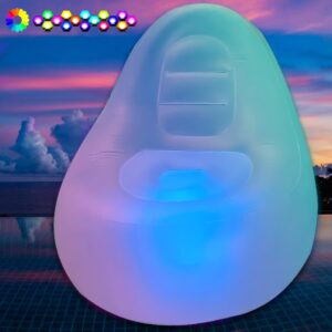 led inflatable chair, brow up illuminated sofa for adults and kids, lazy couch with led lights for indoor/outdoor(frosted white, without pump)