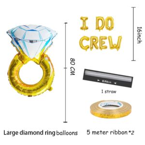 KUNGOON I Do Crew Balloons Banner,I Do Engagement Party Sign,Ring Theme Bridal Shower/Bachelorette/Wedding/Anniversary Party Supplies Decorations. (Gold)