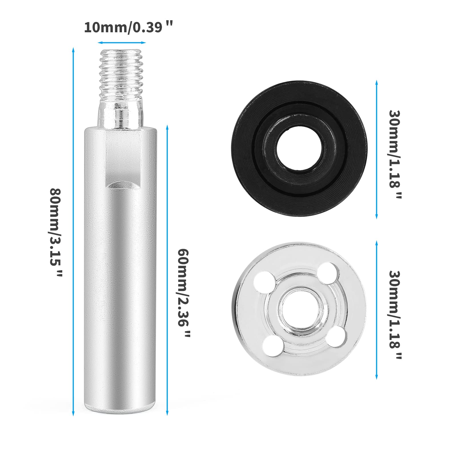 Kyuionty M10 Angle Grinder Extension Connecting Rod, 80mm Angle Grinder Extension Shaft Set Polishing Machine Adapter Lever for 100 Type Angle Grinder and Polisher