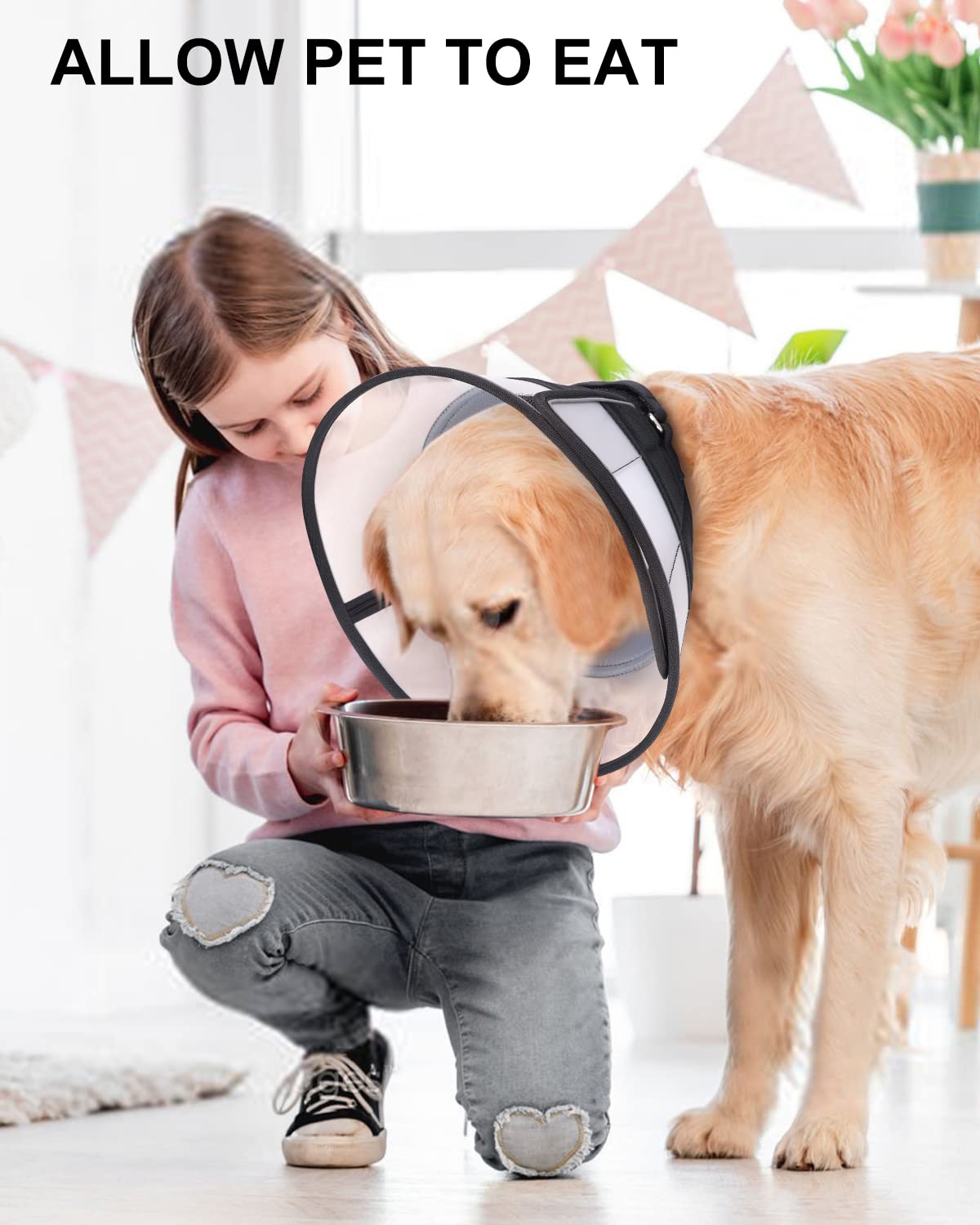 Dog Cone for Dogs After Surgery, Soft Dog Recovery Cone, Breathable Dog Cones for Large and Medium Small Dogs,Adjustable Dog Recovery Collar for Pets,Wound Healing Safety E-Collar (Medium Dog)