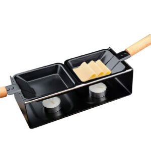 FantasyDay Mini Raclette Set,Two Grill Pan,Candlelight Cheese Melter Pan,Non Stick Rotaster Baking Tray Stove Set,Suitable for Cheese, Meat, Fish, and Vegetables（ not included candles）