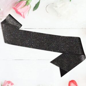 CoolerthingsDG, 2 Pcs glitter PU leather sashes, Blank Sashes Plain Sashes Party Accessory for Graduation Wedding Party, Satin Sashes Pageant, Make Your Own Sashes, black Party Plain Pageant Sashes