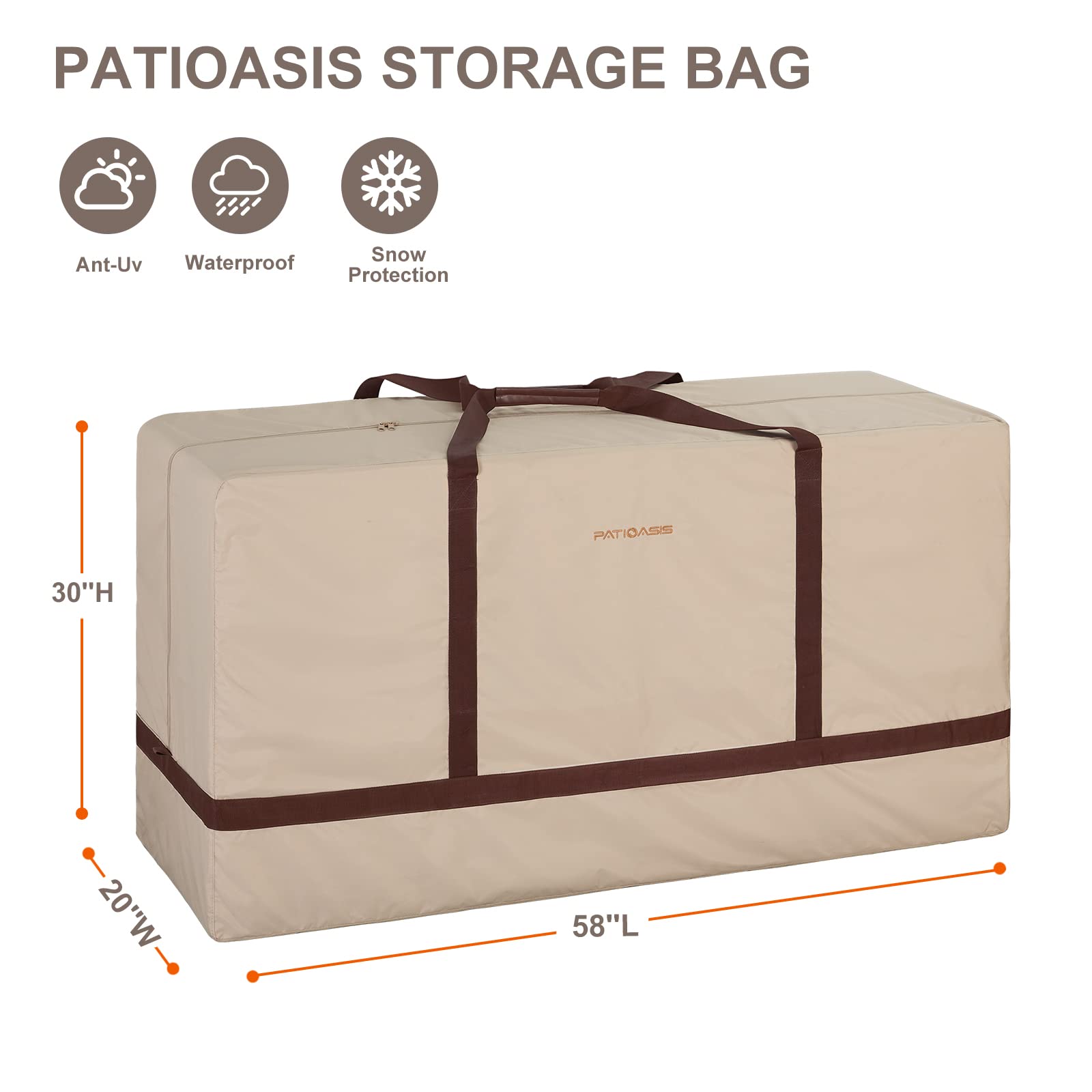 Cushion Storage Bags for Patio Furniture Waterproof 58 inch Long Heavy Duty Oudoor Furniture Cover Storage Bag with Zippers and Handles Dustproof Rectangle Moving Bag