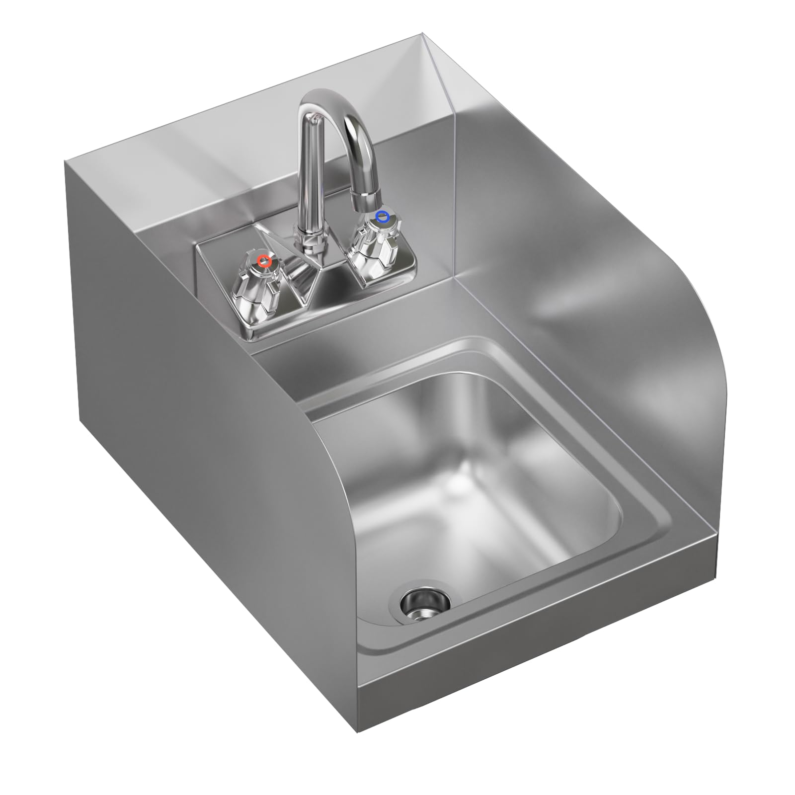 AmGood Stainless Steel Wall Mount Hand Sink with Faucet and Sidesplash 12" x 16" | NSF Commercial Hand Washing Basin For Restaurant, Kitchen and Home | Bowl Size: 9" x 9"